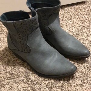 Gray faux suede ankle booties